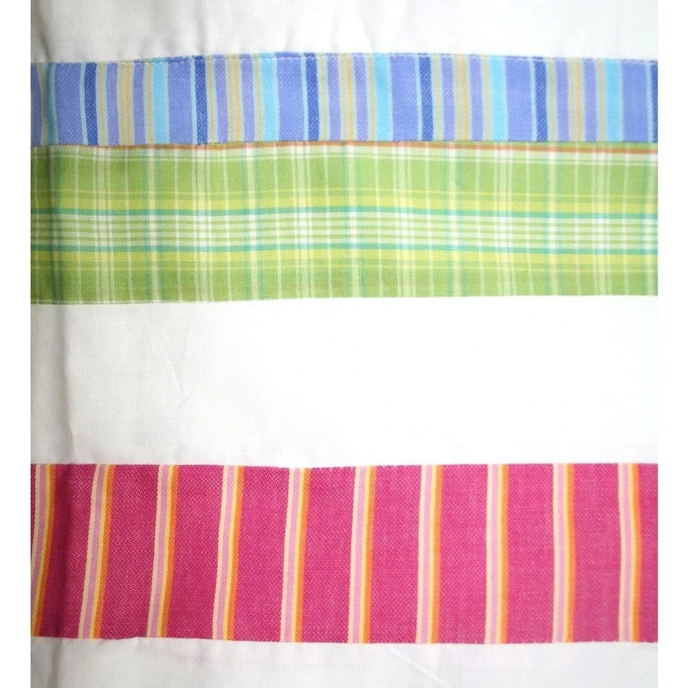 Linens N Things Havana King Pillowcases Shams Cotton Madras Patchwork Plaid Prep